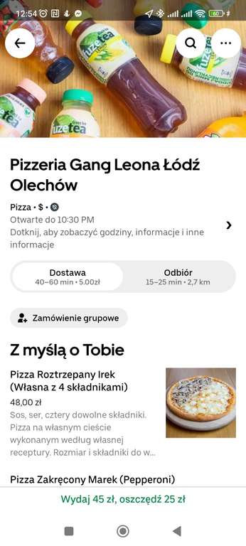 Pizzeria Łódź Olechów gang Leona Uber Eats