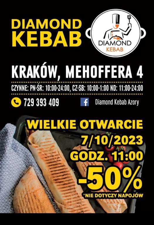 Kebab Diamond Kraków -50% 7/10/2023