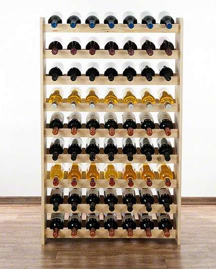 Stojak na 63 butelki wina (sosnowy, 9 poziomów) @ Allegro