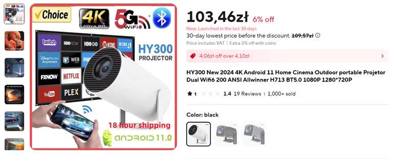 Projektor HY300 - 24.74 $
