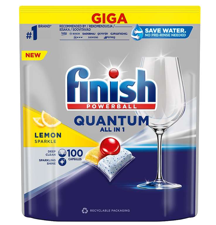 Kapsułki do zmywarki Finish Quantum All in 1 Lemon, opakowanie 100 sztuk (59gr/kapsułkę)