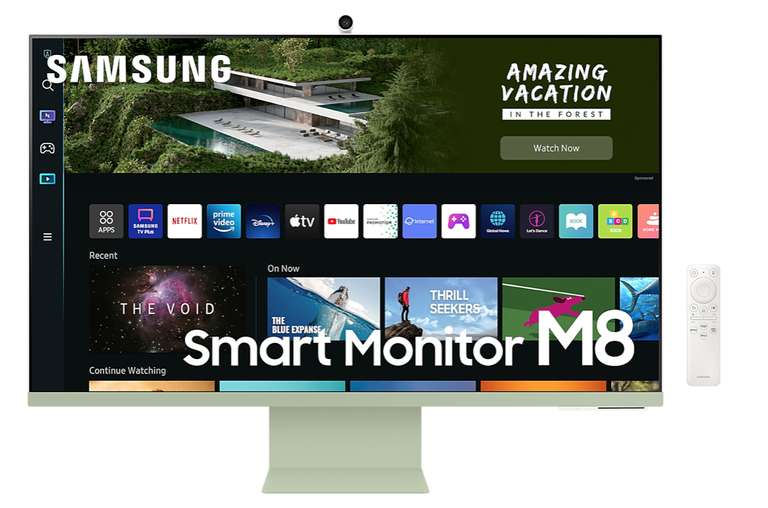 Monitor Samsung M8 z kamerką różowy i zielony