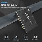 CableDeconn Switch HDMI Ultra HD 8K HDMI 2.1 High Speed 48 Gb/s, przełącznik kierunkowy, 1 wyjście 8K przy 60 Hz 4K przy 120 Hz