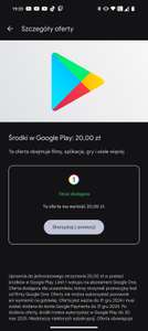 Darmowe 20ZŁ do wykorzystania w Google Play dla subskrybujących (przez minimum 38 dni) Google One