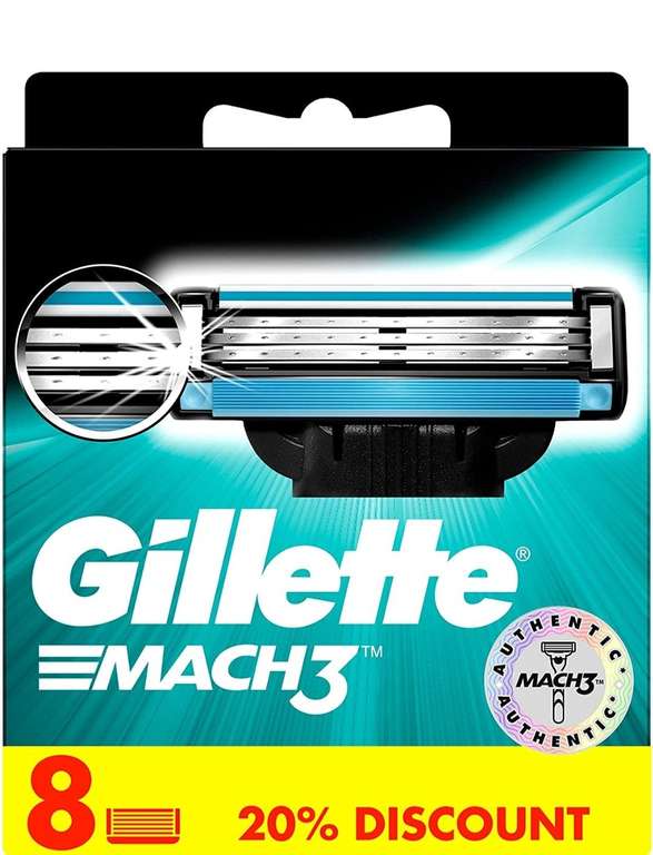 Gillette Mach3 Ostrza Wymienne do Maszynki do Golenia Dla Mężczyzn (8 Sztuk)