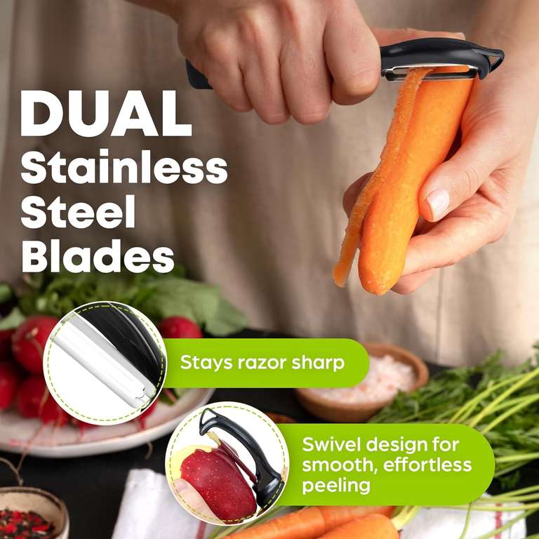 Zulay Kitchen Obrotowa obieraczka do warzyw klasy premium, wygodny ergonomiczny uchwyt z idealnym ostrzem do warzyw