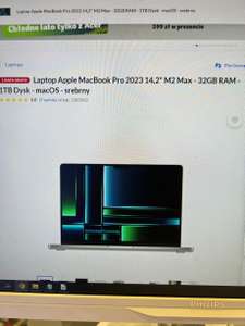 Laptop Apple MacBook Pro 2023 14,2" M2 Max - 32GB RAM - 1TB Dysk - macOS - srebrny (mozliwe 15 199,05 z 1 ratą gratis)