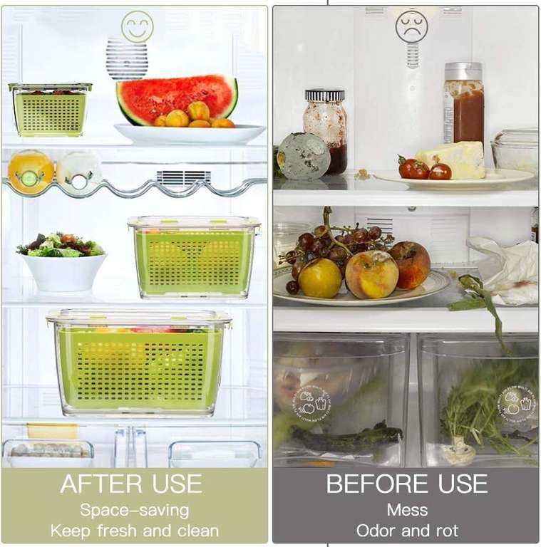Luxear Pojemniki do przechowywania świeżej żywności, do przechowywania w lodówce, nie zawierają BPA, 3-pak, 4,5 l + 1,7 l + 0,5 l, biały