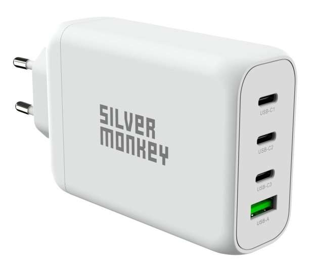 Silver Monkey Ładowarka sieciowa GaN 130W USB-C PD + USB 3.0 QC