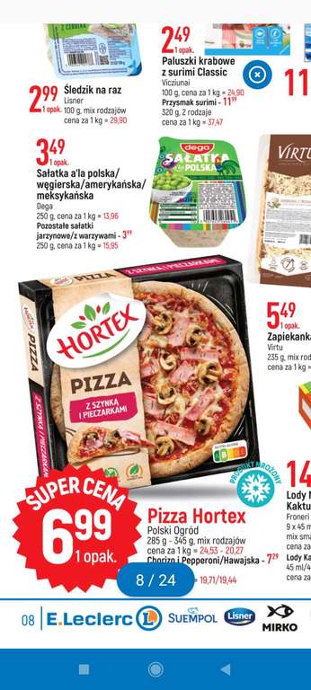 Pizza Hortex różne rodzaje Leclerc