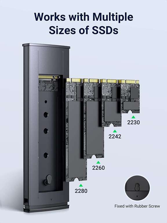 Obudowa na dysk NVMe M.2 UGREEN (USB 3.1, 10 Gb/s, na NVMe PCIe M-Key/M+B Key, 2 kable w zestawie) @ Amazon