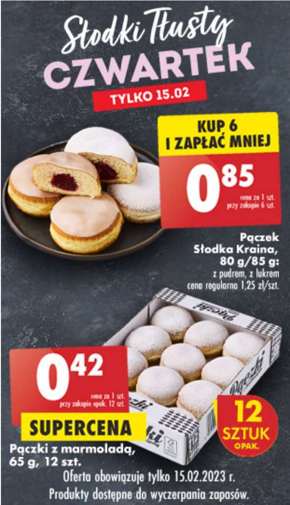 Pączki 12szt. 0,42zł /1szt. Biedronka (tylko 15.02.2023) Pepper.pl
