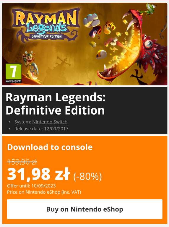 Rayman Legends: Definitive Edition Nintendo switch