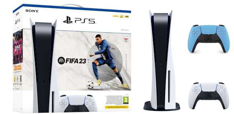 Konsola PlayStation 5 + FIFA 23 + 3 dodatkowe gry CFI-1216A (inne bundle w opisie)