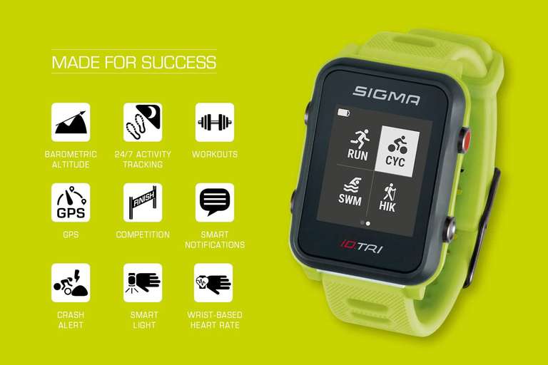 Sigma Sport iD.TRI zegarek sportowy GPS z trybem treningowym, tętno na nadgarstku, lekki