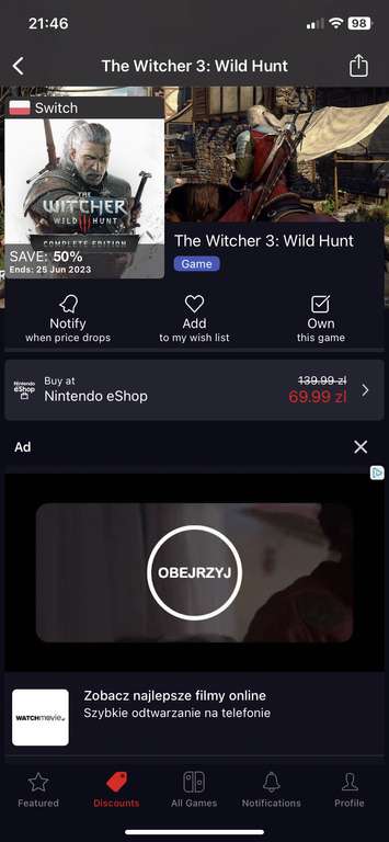 The Witcher 3: Wild Hunt Nintendo eshop
