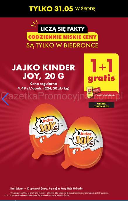 Jajko Kinder Joy 20g 1+1 gratis @Biedronka