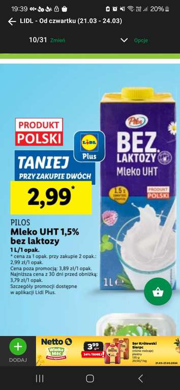 Mleko bez laktozy Pilos