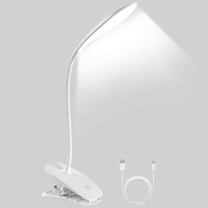 URAQT Lampka z klipsem, 3 tryby świecenia LED, z portem ładowania USB, sterowanie dotykowe