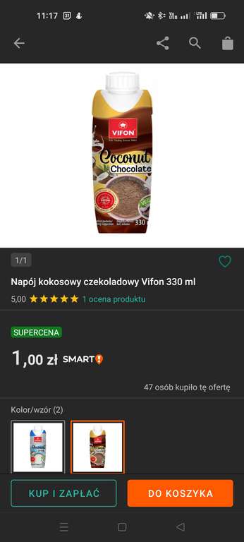 Napój kokosowy czekoladowy Vifon 330 ml termin ważności 30.08.2023