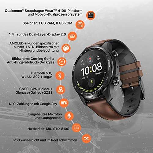 Mobvoi Ticwatch Pro 3 Ultra 4G/LTE Smartwatch, używany stan idealny [ 131,03 € + wysyłka 5,99 € ] stan bdb [ 123,09 € ]Prime