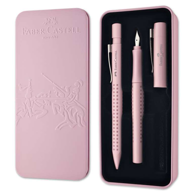Faber-Castell 201528 – zestaw do pisania Grip, długopis i pióro, różowe