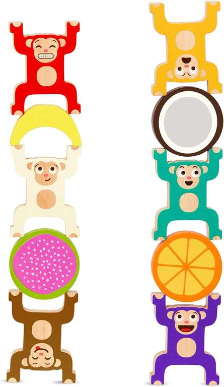Battat Education BE3727Z drewniana zabawka do układania w stos – małpy i owoce, zabawka edukacyjna | darmowa dostawa z Amazon Prime
