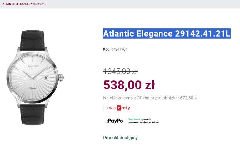 Zegarek DAMSKI Atlantic Elegance 29142.41.21L