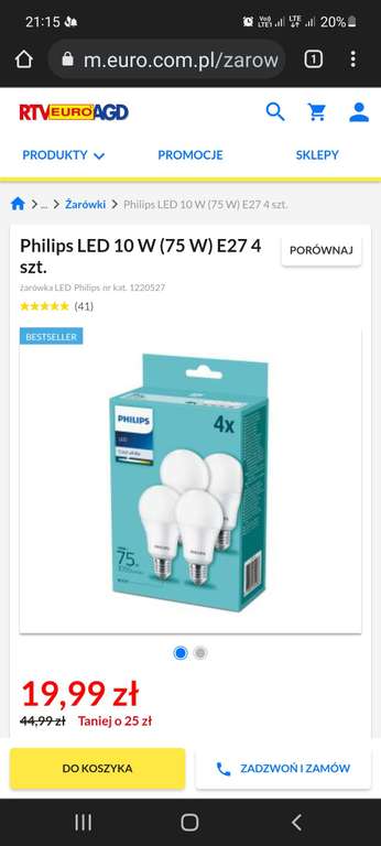 Philips LED 10 W (75 W) E27 4 szt. odbiór w sklepie 0 zl