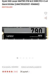 Dysk SSD Lexar NM790 2TB M.2 2280 PCI-E x4 Gen4 NVMe