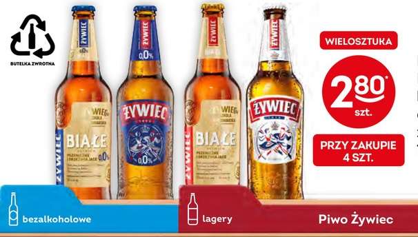 Piwo pszeniczne Żywiec Białe, Premium (oraz wersje bezalkoholowe) @Żabka 2,8 zł za sztukę przy zakupie 4 sztuk.