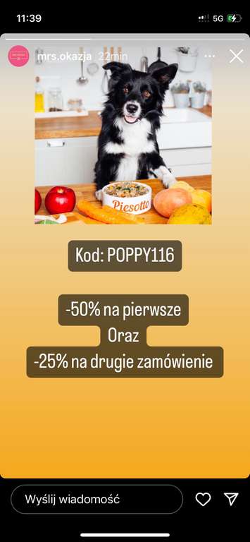 Katering karma dla psa Piesotto 50% na pierwszą i 25% na drugą dostawę