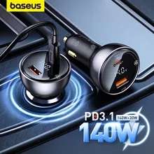 Ładowarka samochodowa Basesus 140W PD 3.1 QC 3.0 - USB-C i USB-A za 14,46$