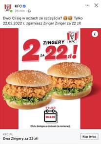 2 Zingery za 22 zł @KFC