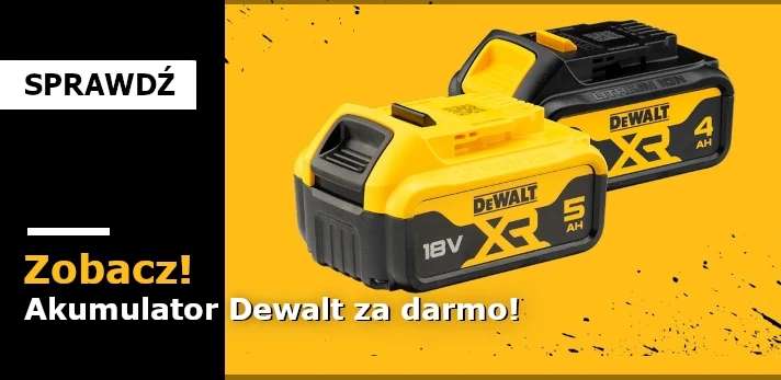 Promocja DeWalt Domitech akumulator 4ah lub 5ah gratis przy zakupie narzędzi DEWALT 18V XR z akumulatorami POWERSTACK