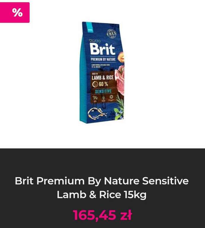 Karma dla psa - Brit Premium By Nature Sensitive Lamb & Rice 15 kg