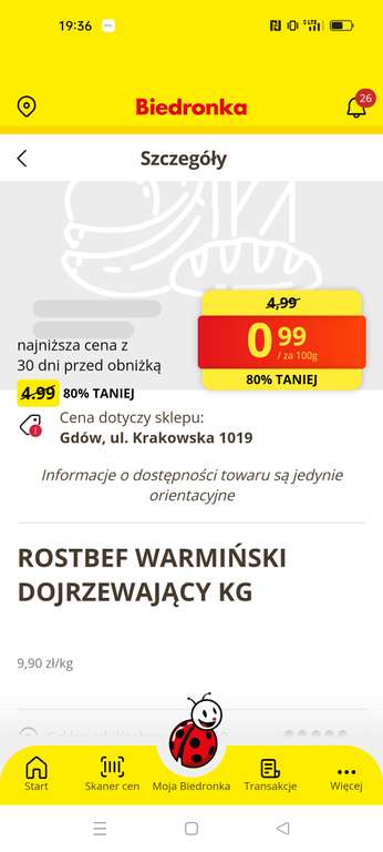 Polędwiczka i rostbef Z Warmińskiej Wędzarni, cena za 1 kg- Biedronka