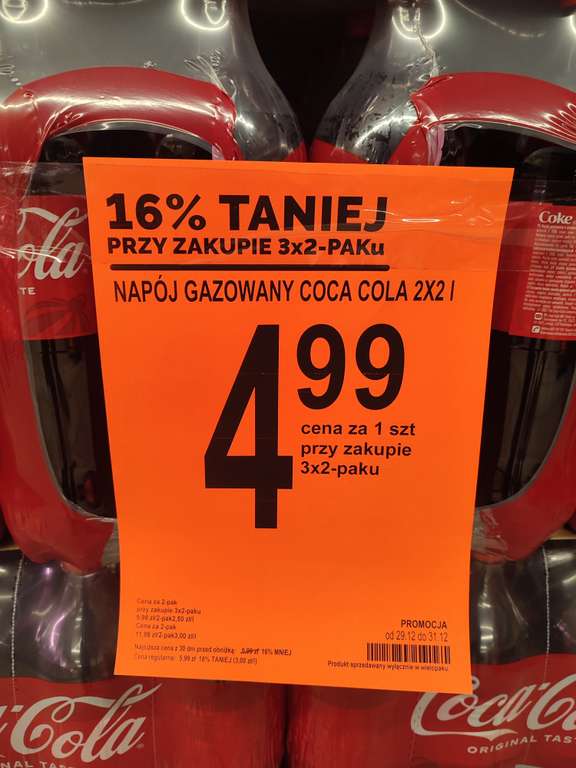 Coca-Cola 2L Biedronka , cena za 1szt. przy zakupie 3x2paku
