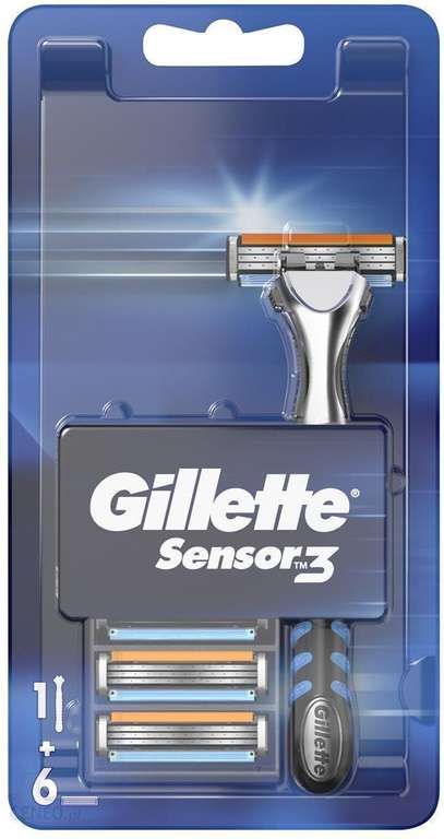 Maszynka do golenia Gillette Sensor 3 + ostrza wymienne 6 sztuk. BIEDRONKA