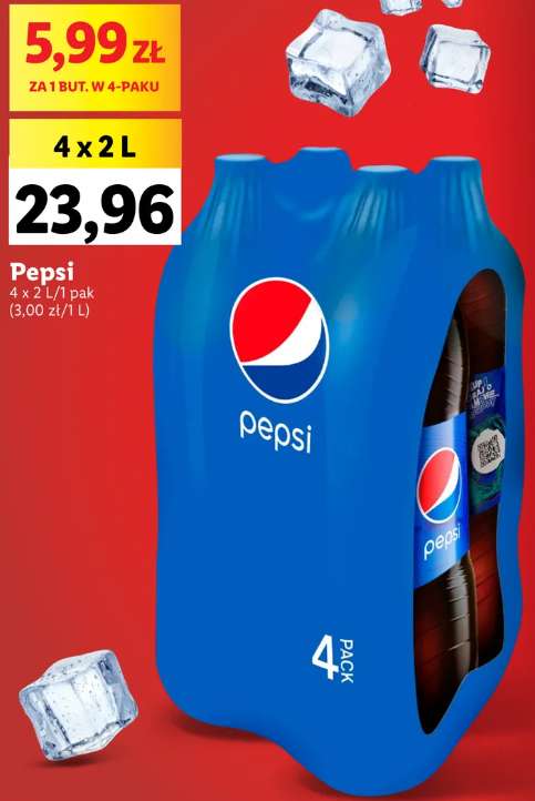 Pepsi 4pak 2L po 5,99 zł/butelkę w LIDL