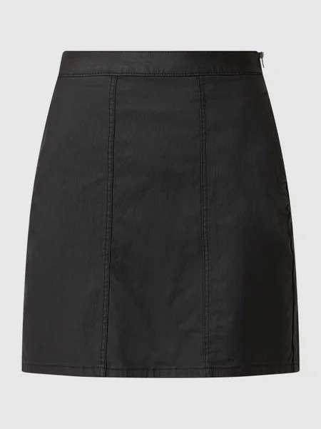 Spódnica mini z imitacji skóry Noisy May, model ‘Peri’ - metaliczna czerń @Mandmdirect