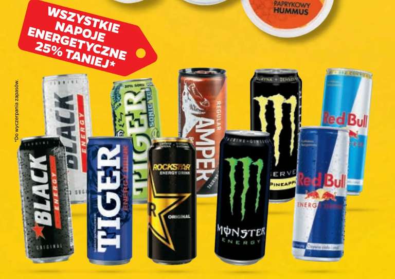 Red Bull i inne energetyki (Monster, Black, Tiger, Rockstar) -25% w Netto
