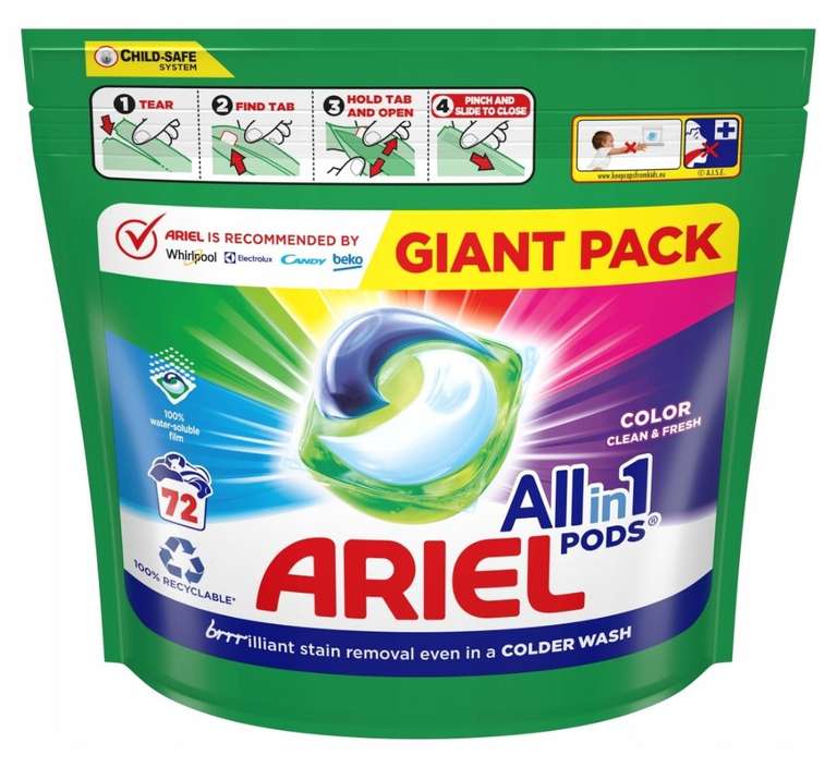 Kapsułki do prania kolorów Ariel All-in-1 Pods Color, 72 sztuki (możliwe 57.98zł - opis)