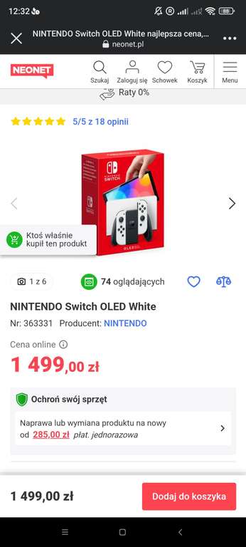 Konsola Nintendo Switch Oled white/ red blue Neonet