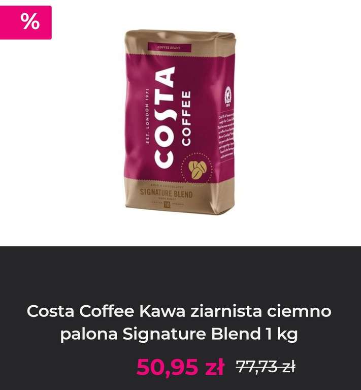 Costa Coffee Kawa ziarnista ciemno palona Signature Blend 1 kg