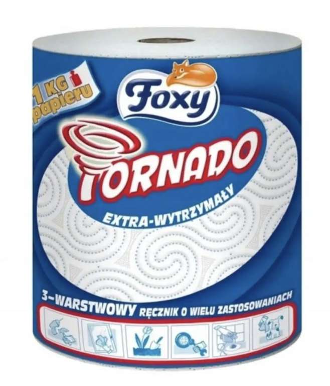 Ręcznik papierowy Foxy tornado, 3-warstwowy, 340 listków, 1kg papieru @stokrotka