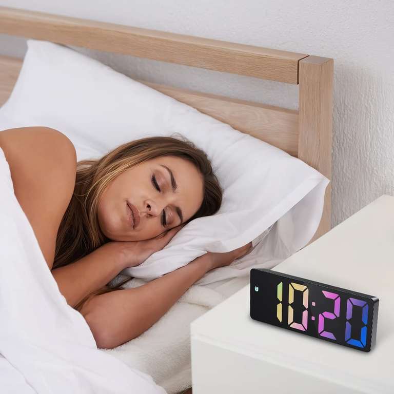 Cyfrowy budzik, zegar LED, ze wskaźnikiem temperatury, regulowana jasność, wyświetlacz 12/24h