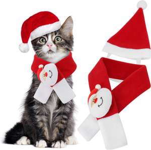 Kostium świąteczny dla kotów i psów (czapka Świętego Mikołaja i szalik)