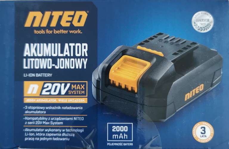Akumulator litowo-jonowy NITEO 20V 2000mAh (cena przy zakupie co najmniej 2szt.)
