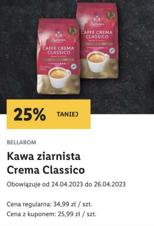 Kawa ziarnista Caffe Crema Classico Bellarom. Z kuponem taniej
